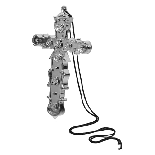 Baluue Kreuz Modell Silberfarbenes Halloween Deko Schmuckstück Detailreiches Design Vielseitig für Party und Rollenspiel Geschenkidee für Piratenfans und Halloween-liebhaber von Baluue