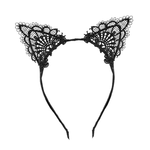 Baluue Katzenohren Haarband Mit Spitze Stirnband Für Weihnachts Und Halloween-partys Cosplay-kostümzubehör Schwarz von Baluue