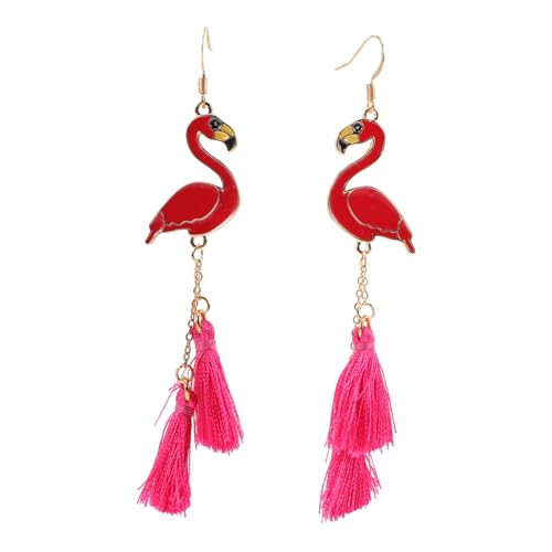 Baluue Lange Flamingo Quasten Ohrringe für Damen Modisch Leicht Allergikerfreundlich Tropfenförmig Auffällige Statement Ohrschmuck von Baluue