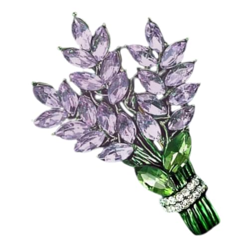 Baluue Lavendel Blumenbrosche Pin aus Robustem Legierungsmetall Dekorativer Ansteckschmuck mit Strasssteinen Modischer Broschenstrauß für Frauen und Mädchen für Kleidung Hüte Kleider und von Baluue
