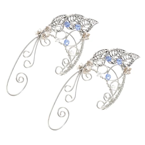 Baluue Leaf Elf Ohrmanschetten Damen Ohrclips ohne Ohrlöcher Handgefertigte Elfenohrringe für Halloween Cosplay Weihnachten Partys Verstellbare Komfortable Ohrschmuck für Frauen von Baluue