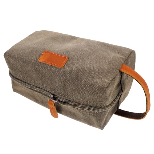 Baluue Schminktasche Aus Canvas Und Leder Reise-kosmetikbeutel Make-up-Organizer Mit Aufbewahrungs Und Verschlussfunktion Praktische Kosmetiktasche Für Reisen Und Outdoorgebrauch von Baluue