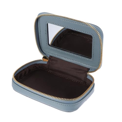 Baluue Portable Makeup Bag Mit Spiegel Damen Kosmetiktasche Für Lippenstifte Und Lipgloss Praktischer Cowhide Aufbewahrungsbeutel Für Reisen Und Unterwegs von Baluue