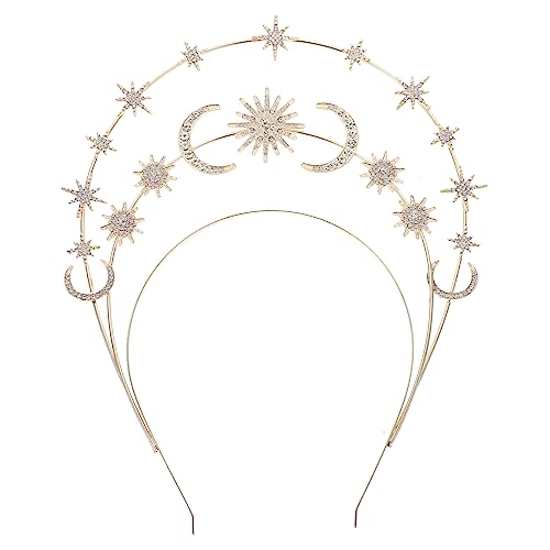 Baluue Göttin Krone Haarreif Mit Sternen Und Monden Dreilagiger Kopfschmuck Für Frauen Für Hochzeiten Cosplay Feste Und Fotografie Leicht Und Elegant Für Besondere Anlässe von Baluue