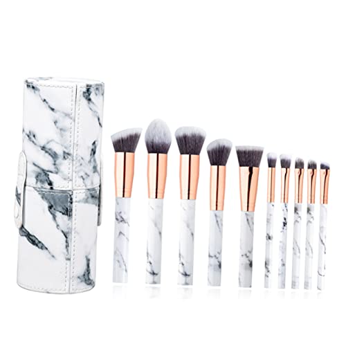 Baluue 10 Stück Marmormuster Kosmetik Make Up Tragbares Schminkset mit Aufbewahrungskoffer Professionelle Make Up Pinsel für Foundation Concealer Lidschatten und Rouge für Reisen von Baluue