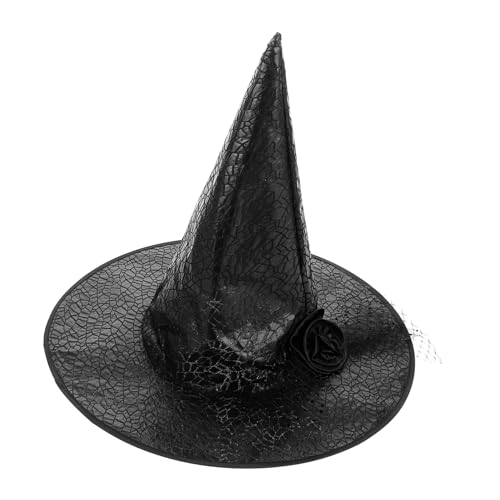 Baluue Mesh Halloween Hexenhut mit Rosen spitzenveil Komfortabel und Langlebig für Erwachsene für Halloween partys und Kostümfeiern von Baluue
