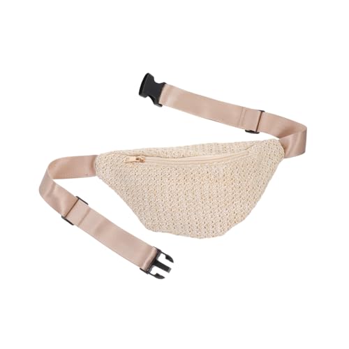 Baluue Mini Bauchtasche Damen Sommer Imitation Strohborte Leichte Crossbody Tasche Beige Stilvolle Hüfttasche für Alltag Reisen Geschenkidee von Baluue
