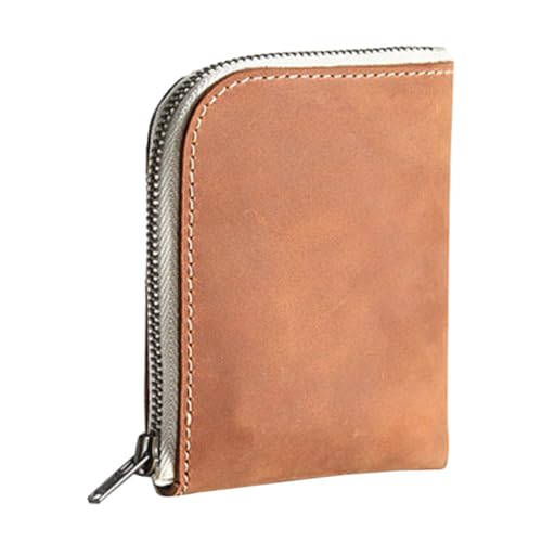Baluue Mini Kartenetui Herren Kurzformat Geldbörse Münzfach Retro Stil Gelb braun Kartenhülle Schützende Aufbewahrungstasche für Kreditkarten Ausweise Visitenkarten Münzen von Baluue