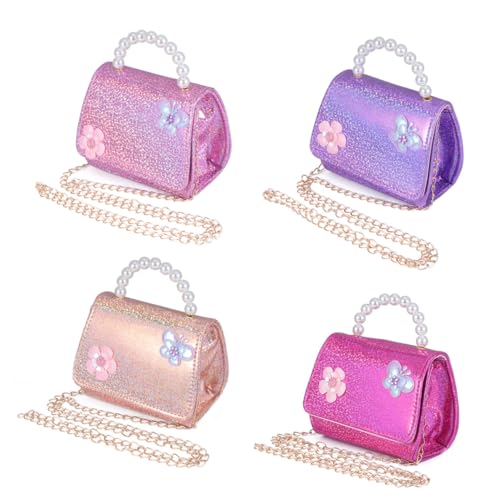 Baluue Mini Perlen Handtasche für Kreative Umhängetasche mit Blumenmuster Leichte Crossbody Bag mit Abnehmbarem Schulterriemen Violett Kleine Handtasche für Mädchen Unterwegs von Baluue