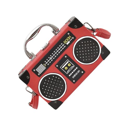 Baluue Modische Damen Crossbody Tasche im Radio-form Design Geräumige Umhängetasche mit Robustem Material Stylischer Schultergurt für Freizeit und Alltag Rote Farbe von Baluue