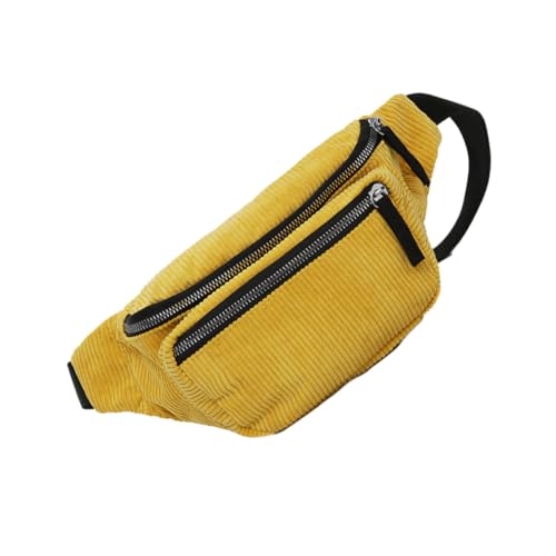 Baluue Modische Damen Hüfttasche aus Cord Leichte Geräumige Umhängetasche Stilvolle Bauchtasche für Outdoor Reisen Shopping Praktische Brusttasche Gelb von Baluue