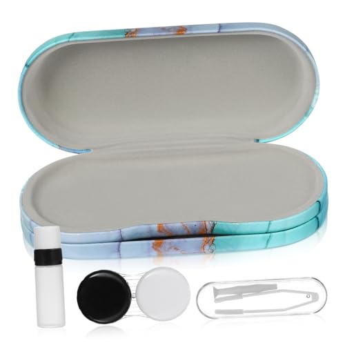 Baluue Multi-funktions Brillenetui Tragbare Doppelstöckige Brillenbox Für Brillen Und Kontaktlinsen Aus Pu Farbiges Marmordesign Leak- Für Reisen Und Outdoor Aktivitäten von Baluue