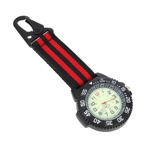 Baluue Multifunktionale Outdoor Karabiner Uhr mit Nylonband Kratzfester Taschenclip für Rucksackwanderer Einfach an Gürtel oder Rucksack zu Befestigen Rotes Design für Hiking und von Baluue
