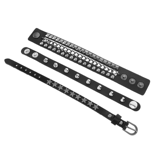 Baluue Vielseitiges Retro Design Aus Pu Material Mit Schlichten Nieten Für Festivals Und Partys Strapazierfähig Und Stilvoll Gothic Biker Look Nietenarmband Für Herren Und Damen von Baluue