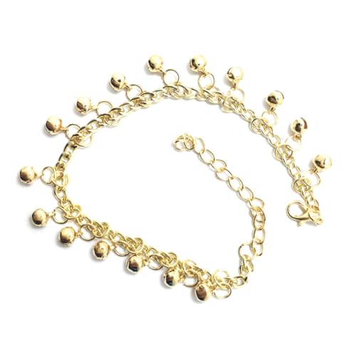 Baluue Multilayer Glöckchen Fußkettchen Damen Verstellbare Klingel Knöchelkette Modischer Fußschmuck Goldfarben für Party und Alltag von Baluue