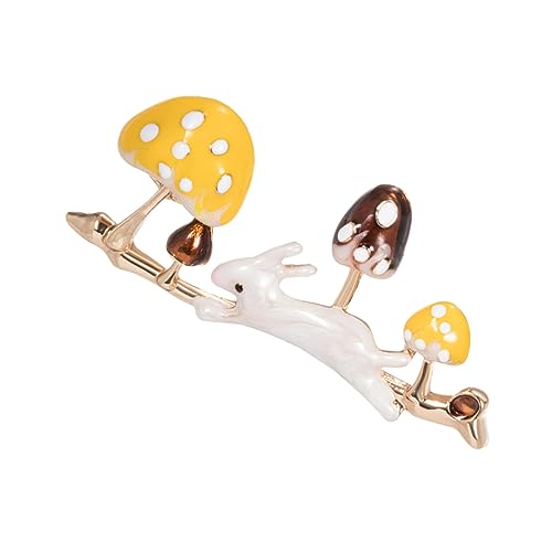 Baluue Niedliche Kaninchen Pilz Brosche Anstecknadel Kreatives Design Elegant Schmuck für Jacken Schals Kleidung von Baluue