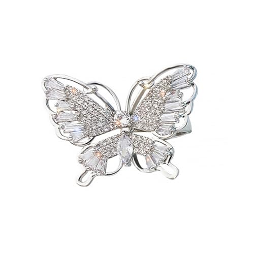 Baluue Offener Damenring mit Schmetterlings motiv Kreativer Zirkonia Schmuck Verstellbarer Fingerring Modisch Elegant Langlebig Geschenk für Partys und Alltag von Baluue