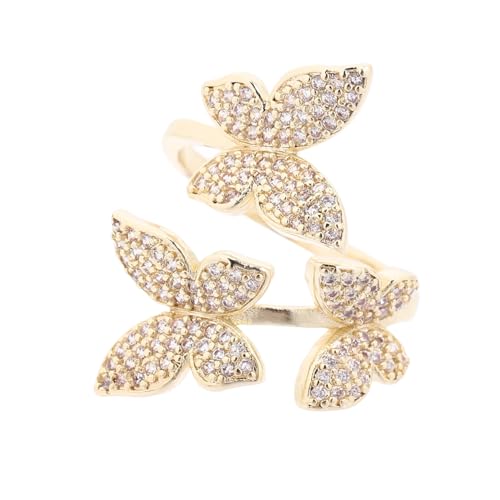 Baluue Offener Schmetterling Ring Damen Kupfer Metall Fingerschmuck Verstellbar Party Schmuck Leicht Tragbar Elegantes Design Modeaccessoire von Baluue