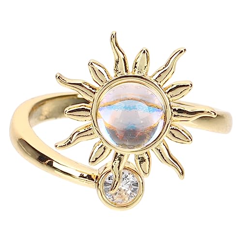 Baluue Sonnenblumen Zappelring Für Frauen Aus Kupfer Verstellbarer Offener Ring Modeschmuck Für Alltag Und Anlässe von Baluue