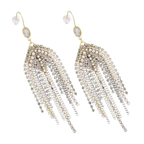 Baluue Perlen chandelier ohrringe Damen Lang Elegant Statement Ohrhänger mit Quasten Boho Stil Große Baumelnde Schmuck für Hochzeit Geburtstag Party von Baluue
