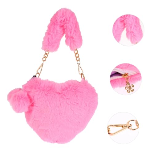 Baluue Plüsch Handtasche Herzform Flauschige Umhängetasche Damen Mädchen Modisch Flauschig Kuschelig Alltag Party Einkaufstasche Rosa von Baluue