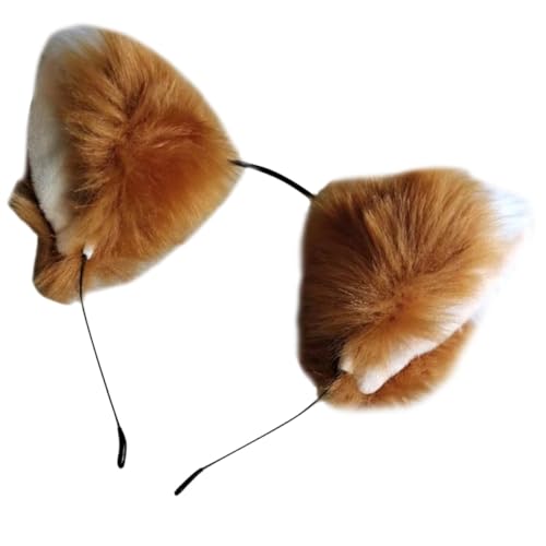 Baluue Plüsch Katzenohren Stirnband Flauschiges Weiches Tierhaarreif Ohrenschmuck für Kostüm Party Karneval Weihnachten und Fasching Komfortables Langlebiges Haarband Weiß von Baluue