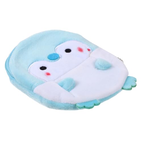 Baluue Plüsch Pinguin Münzgeldbörse Kleiner Geldbeutel Damen und Flauschig Plüsch Material Wechseltasche Tragbar Münzfach Niedlich Blau von Baluue