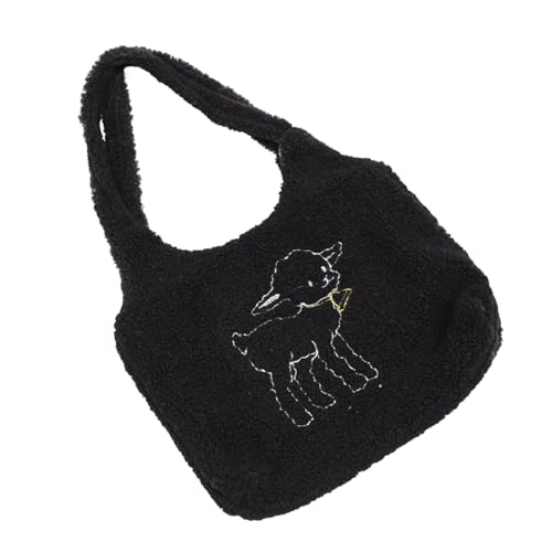 Baluue Plüsch Schultertasche Damen Großes Fassungsvermögen Sanft Tragbar Casual Handtasche Mädchen Alltag Schule Shopping von Baluue