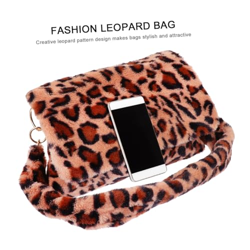 Baluue Plüsch Schultertasche Damen Leopard Muster Crossbody Bag Herbst Winter Modisch Flauschige Kleine Umhängetasche Für Alltag Party von Baluue