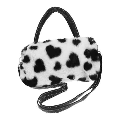 Baluue Plüsch Umhängetasche Damen mit Kreativem Kuhmuster Weiche Schultertasche und Handtasche Großes Fassungsvermögen Vielseitig für Alltag Büro und Freizeit Modisches Design von Baluue