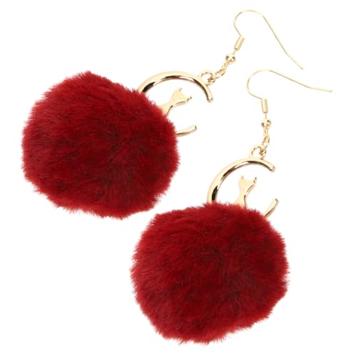Baluue Plüschball Katzenohrringe Lang Hängend Leicht Damen Mädchen Modisch Charm Schmuck für Alltag Festival Party von Baluue
