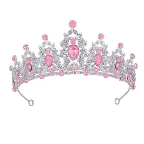 Baluue Princess Für Frauen Barocke Mit Strasssteinen Hochzeitskrone Und Brautschmuck Und Rosa Für Hochzeiten Quinceaneras Und Partys von Baluue