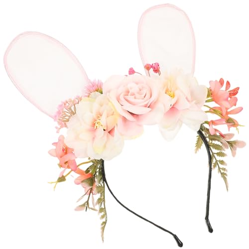Baluue Rabbit Ear Haarreif Mit Blumen Niedlicher Kopfschmuck Für Mädchen Dekorativer Hasenohren-haarreif Für Partys Und Fotoshootings Bequemes Und Design Accessoire Für Ostern Und von Baluue