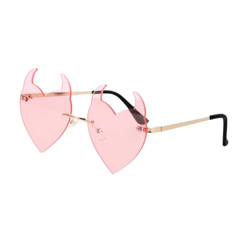 Baluue Randlose Leichte Sonnenbrille Damen mit Modernem Metallrahmen Uv-schutz Teuflisch-herzförmiges Design Tragbare Dekorative Brille für Partys Valentinstag und Kostümspaß Baluue Randlose Leichte Sonnenbrille Damen mit Modernem Metallrahmen Uv-schutz Teuflisch-herzförmiges Design Tragbare Dekorative Brille für Partys Valentinstag und Kostümspaß von Baluue