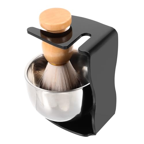 Baluue Rasierpinsel Und Rasierschale Bartpinsel Mit Rasiercremetasse Rasierpinselständer Aus Hochwertigem Material Für Tägliche Rasur von Baluue