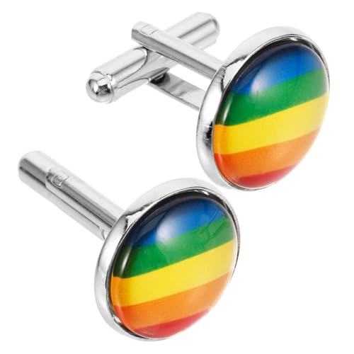 Baluue Regenbogen Manschettenknöpfe aus Modische Schmuckaccessoires für Herrenanzüge Einzigartige Farbige Hemdmanschetten Einfach zu Tragen Stilvoll und Langlebig von Baluue