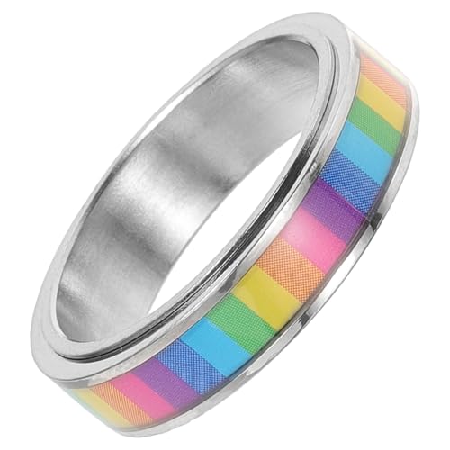 Baluue Regenbogenring Lgbtq Pride Schmuck aus Langlebiger Legierung Stilvoller Unisex Ring als Geschenk für Lesben und Schwule Modisches Accessoire zur Regenbogenflagge und Csd feier von Baluue