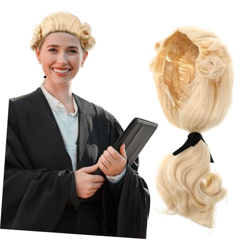 Baluue Richterperücke Herren Synthetische Lockige Perücke mit Flexiblem Netz Realistische Justiz Kostümperücke für Cosplay und Party Hochwertige Künstliche Haare Einfache Pflege von Baluue