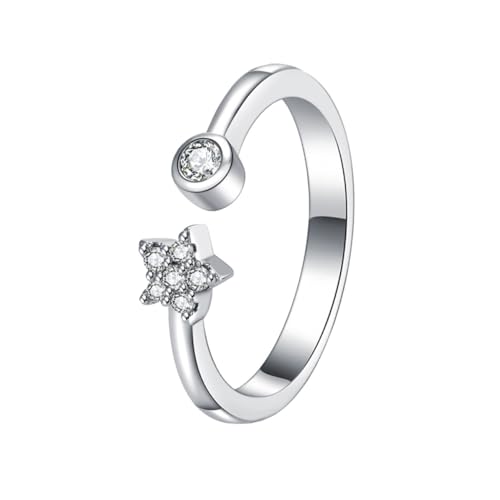 Baluue Romantischer Offener Stern Ring Damen Schmuck Modisch Vielseitig Fingerdeko Geschenk für Frauen Trendiger Minimalistischer Schmuck von Baluue