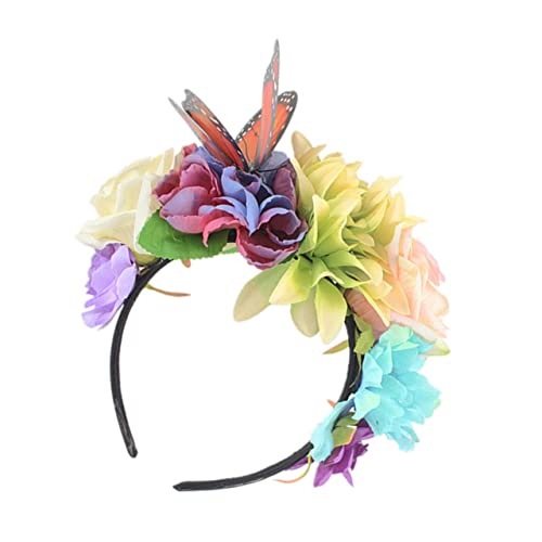 Baluue Blumenkranz Haarreif Mit Rosen Und Schmetterlingen Für Cosplay Und Partys Leichtes Dekoratives Haarschmuck-accessoire Für Festivals Und Auftritte Sorgt Für Unvergessliche von Baluue