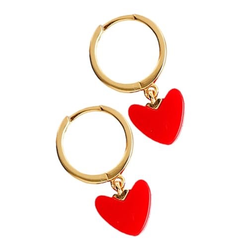 Baluue Rote Herz Ohrringe Damen Hänger Schmuck Sterling Silber Ohrstecker Weihnachten Baumelnde Accessoires für Festliche Anlässe von Baluue