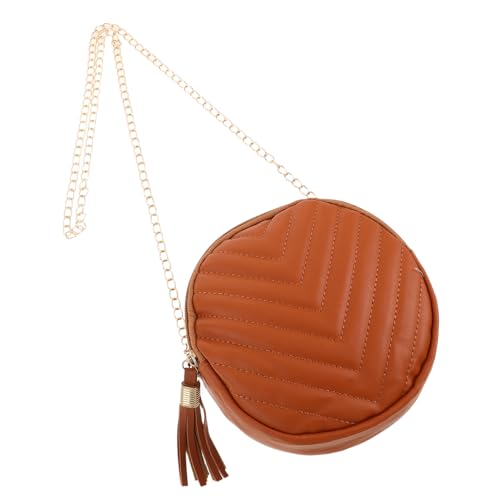 Baluue Runde Damen Umhängetasche mit Quasten Verstellbarer Crossbody gurt Kleine Tasche aus Robustem Material für Alltag und Vielseitige Anlässe Stilvolle Geldbörse in Dunkelbraun von Baluue