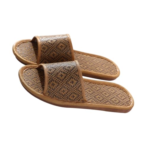 Baluue Rutschfeste Rattan Hausschuhe für Damen und Herren Atmungsaktive Leichte Indoor Slipper mit Tpr Sohle Bequeme Strapazierfähige Pantoffeln für Zuhause Strand und Reise Paargröße von Baluue