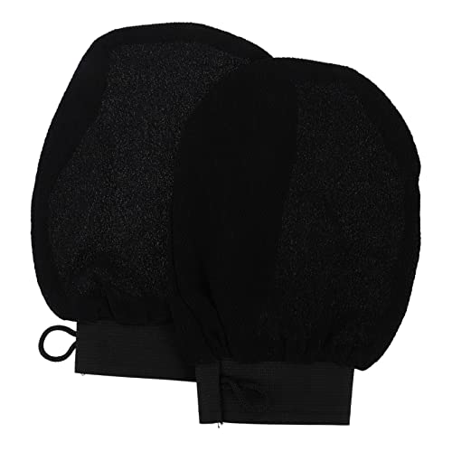 Baluue Schwarze Bade Peeling Handschuhe Körper Spa Handschuhe Aus Fasermaterial Mit Massage Für Männer Frauen Mit Tiefenreinigung Für Badespaß Einfach Zu Reinigen von Baluue