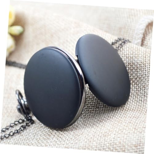 Baluue Schwarze Matte Quarzuhr Herren Damen Taschenuhr mit Großem und Tragbarer Kette Langlebige Praktische Pocket Watch für Alltag und Freizeit von Baluue