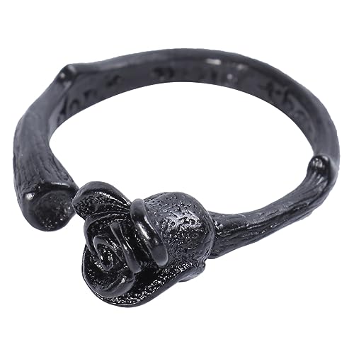 Baluue Schwarzer Kreativer Offener Rosendorn Ring Damen Personalisierter Leichter Kupferschmuck Modischer Statement Ring für Freundinnen und Frauen von Baluue