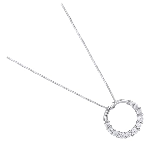 Baluue Silber Halskette Damen Rundring Anhänger Clavicle Pendant Feine Einfache Ketten Modeschmuck Leicht und Elegant für Frauen und Mädchen Geschenkidee von Baluue