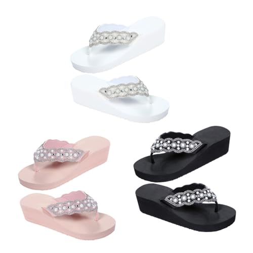 Baluue Sommer Damen Sandalen mit Perlen und Wasser-Glitzer Dekor Rutschfeste Keilabsatz Flip Flops für Pool und Strand Bequeme Sohle Schwarz Baluue Sommer Damen Sandalen mit Perlen und Wasser-Glitzer Dekor Rutschfeste Keilabsatz Flip Flops für Pool und Strand Bequeme Sohle Schwarz von Baluue
