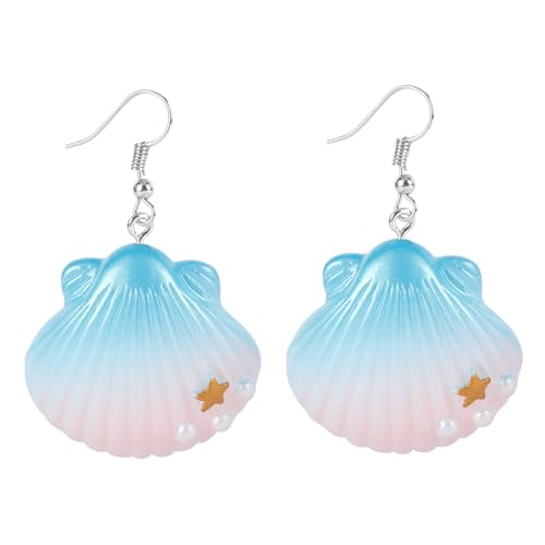 Baluue Sommerliche Muschel ohrringe für Damen Bunte Regenbogen hänger Kunststoff Leicht Modisch für Geburtstagsgeschenke und Alltag von Baluue
