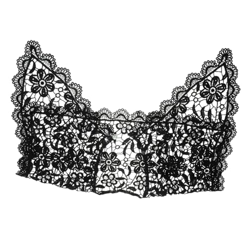 Baluue Schwarze Spitzenkragen Für Fake Collar Aus Baumwolle Blumenmuster Passend Zu Weste Kleid Jacke Atmungsaktiv Für Jahreszeiten Perlmuttknopf Für Bequemes Ausziehen von Baluue